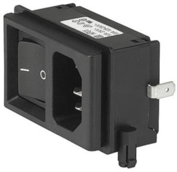 Combination element plug C14, 3 pole, snap-in, PCB connection, black, KP01.1212.11