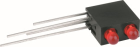 Signal light, red, 4 mcd, pitch 2.54 mm, LED number: 2, 1900.2