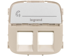 VALENA ALLURE Plakietka gniazda podwójnego 2xRJ11 lub 2xRJ45 lub RJ11/RJ45 z etykietą kremowy 755486