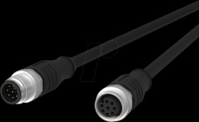 142MHA12020 Sensor cables, M12, 8-pin, plug &gt; coupling, 2 m