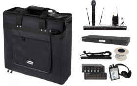 Przenośna pętla powierzchniowa w torbie rack, z mikrofonami, na salę do 150m2, IL-SET-V22BAG4U