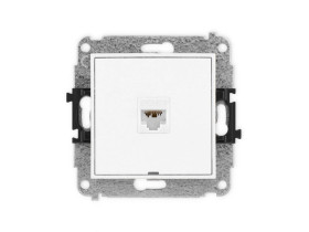 MINI Mechanizm gniazda komputerowego pojedynczego 1xRJ45, kat. 6A, 8-stykowy, bez pola opisowego biały mat 25MGKBO-7 KARLIK