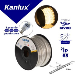Wąż świetlny GIVRO LED 30M-WW 2W/M 110lm/m 3000K IP65 rolka 30mb Odporność UV zasilanie przelotowe 38573