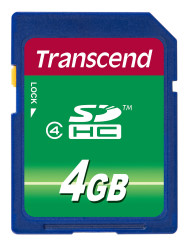 Karta SD SDHC, 4 GB MLC, Transcend -25 → +85°C