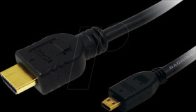 CH0030 HDMI cable, Micro-D/M to A/M, 4K/30 Hz, black, 1 m