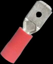Faston plug, 6.3 x 0.8 mm, L 21.5 mm, insulated, straight, red, 0.5-1.0 mm², AWG 20-18, 3910