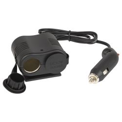 Rozgałężnik gniazda zapalniczki x2 kabel zamykany / 96-865