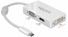 63924 Adapter USB Type-C male > VGA, HDMI, DVI female white