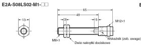 E2A-S08LS02-M1-C1, Czujnik indukcyjny, M8x1, NPN/NO, sr=2mm złącze M12x1, dł. obudowy 65(39)mm, czoło zakryte, obudowa ze stali
