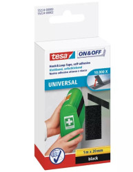 Taśma rzepowa szerokość 20mm, typu: haczyk-pętelka Czarny Tesa długość 1m