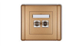 Flexi Gniazdo Antenowe Podwójne Typu F (Sat) Niklowane Złoty Metalik 8Fgf-2