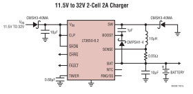High Voltage 2 Amp Monolithic 2-Cell Li-Ion Battery Charger