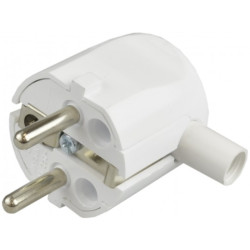 Wtyczka prądowa kątowa [2P+Z] Uni-Schuko 230V 16A biała Schneider na kabel