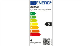 Żarówka Led E14 Iq-Led C35e14 3,4W-Nw 470Lm 4000K Barwa Neutralna Ra90 3 Lata...