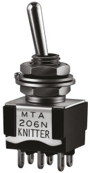 Przełącznik Wł.-(wł.) średnica wycięcia 6.2mm DPDT KNITTER-SWITCH Montaż panelowy długość przełącznika 10.5mm