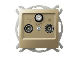 IMPRESJA Gniazdo antenowe R/TV/SAT przelotowe (1,2dB) złoty metalik GPA-YSP/m/28 OSPEL