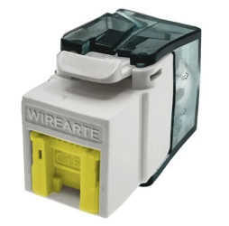 Moduł keystone z wbudowaną identyfikacją LED RJ45 UTP kat.6A nieekranowany beznarzędziowy żółta klapka zabezpieczająca WireArte