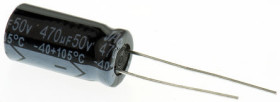 Kondensator 470μF 50V dc Radialny, Otwór przelotowy RS PRO roztaw: 5mm 10 (Dia.) x 20mm