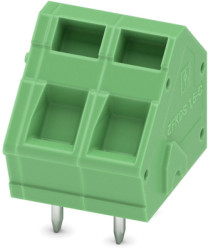 PCB terminal, 2 pole, pitch 5 mm, AWG 24-14, 16 A, spring-clamp connection, green, 1933998