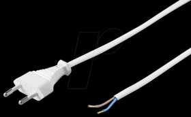 21396 Mains cable, Euro plug, 3.0 m, white, open end