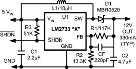 0.6/1.6 MHz Boost Converters With 40V Internal FET Switch in SOT-23