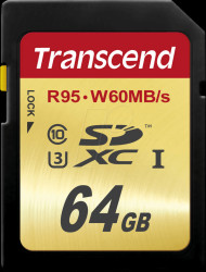 TS64GSDU3 SDXC Card, 64GB Class10 UHS-I U3 Ultimate