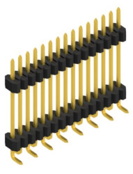 Pin header, 15 pole, pitch 1.27 mm, angled, black, SLVW9SMD12715G