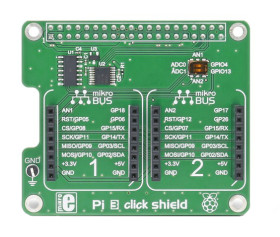 Dodatek Raspberry Pi Interfejs/mostek PI 3 Click Shield z 2 gniazdami mikroBUS Raspberry Pi rozmiar Moduł dodatkowy