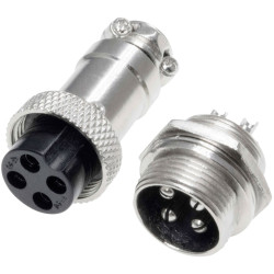 Pollin 453553 DIN Connector Socket 4-Pin Built-In Plug Set