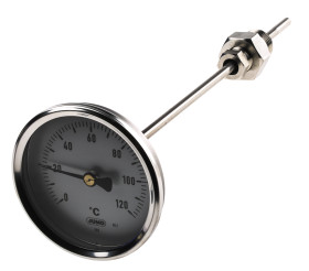 Termometr z zegarem 0 → +120 °C. średnica tarczy: 80mm Jumo Pomiar temperatury lokalnej typ: Zanurzeniowy