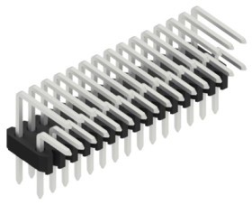 Pin header, 30 pole, pitch 1.27 mm, angled, black, 10061801