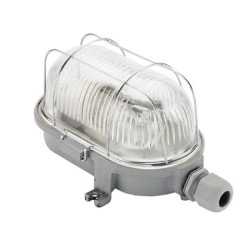 Oprawa LOFT OVAL-7063G, E27, 100W, szara-żeliwo, klosz przeźroczysty-szkło, IP54, siatka metalowa A1280