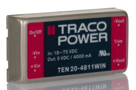 Przetwornica DC-DC, 20W, Uwe 18 → 75 V DC, Uwy 5V dc, Iwy 4A, TRACOPOWER