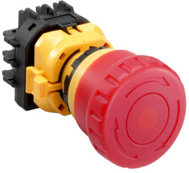 Emergency stop, turn/pull release, mounting Ø  22 mm, illuminated, 250 V, 1 Form A (N/O) + 3 Form B (N/C), XW1E-LV413Q4MFR