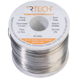 R-TECH 856991 SC100e Solder 2% L1 Flux &lt;0.5% Halide 0.7mm 500g Reel