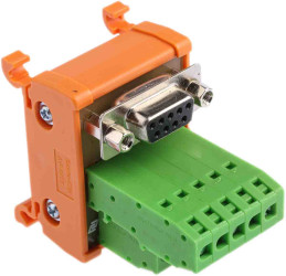 Moduł 9 -pinowe na szynę DIN RS PRO D-sub Żeński długość 37mm 1.5A