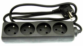 Przedłużacz 230V 1,5m 4gn. z uziem black
