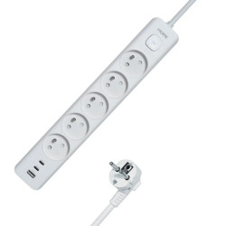 Listwa zasilająca MORRE M407 - 5 gniazd, USB-A 12W, 2xUSB-C 12W 1,5m