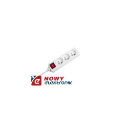 Przedłużacz 3gn 5m KEMOT siec. biały zwył.