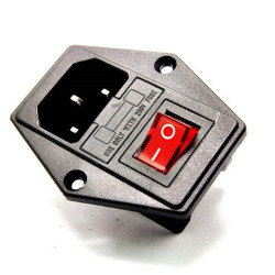 IEC C14 250V AC Male Mains Power Socket - with Switch and Fuse