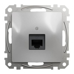 Gniazdo komputerowe RJ45 kat. 5e UTP, srebrne aluminium, Sedna Design i Elements SDD113451