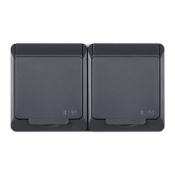 HERMES Gniazdo podwójne z/u 2P+Z SCHUKO IP44 antracyt 0325-07