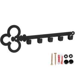 Wieszak metalowy na klucze czarny mat w kształcie klucza