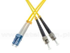 Patchcord światłowodowy jednomodowy LC/UPC-ST/UPC, 9/125, dupleks, włókno G652D, długość 1m