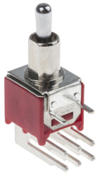 Przełącznik Wł.-wył.-wł. średnica wycięcia 4.95mm DPDT RS PRO Płytka drukowana długość przełącznika 5.33mm
