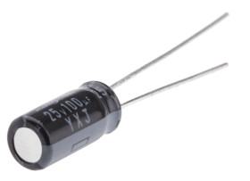 Kondensator 100μF 25V dc Radialny, Otwór przelotowy Rubycon roztaw: 2mm 5 (Dia.) x 11mm