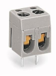 PCB terminal, 2 pole, pitch 10 mm, AWG 20-14, 16 A, screw connection, gray, 237-112