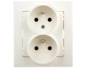SONATA Gniazdo podwójne z/u z niezmiennością faz ecru GP-2RC/27