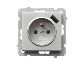 SONATA Gniazdo pojedyncze z uziemieniem z ładowarką USB 5V/2,1A srebro mat GP-1RZPUSB/m/38 OSPEL