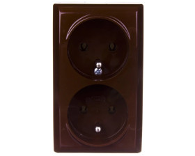 BIS Gniazdo podwójne z/u z niezamiennością faz brązowe GN-2BC/24